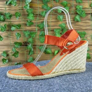 Lauren Ralph Lauren Women's Indigo Elastic Orange Wedge Sandals Size 8.5M